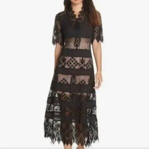 Foxiedox Black Lace MIDI Dress Size 2